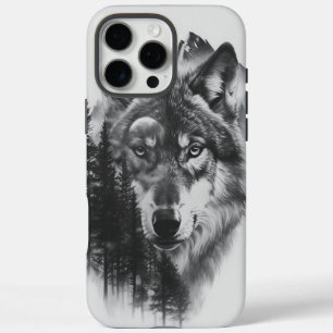 Majestic wolf amidst a misty forest at twilight iPhone 16 pro max case