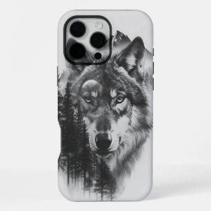Majestic wolf amidst a misty forest at twilight iPhone 16 pro max case