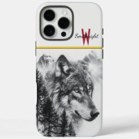 Majestic wolf among foggy mountains and tall pines