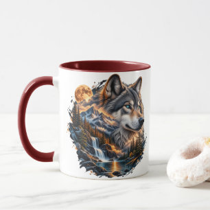 Majestic Wolf Full Moon Two-Tone Mug Double-Side