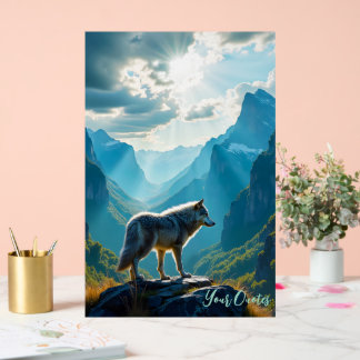 Majestic Wolf Mountain Art Acrylic Sign