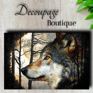 Majestic Wolf Profile Decoupage Tissue Paper