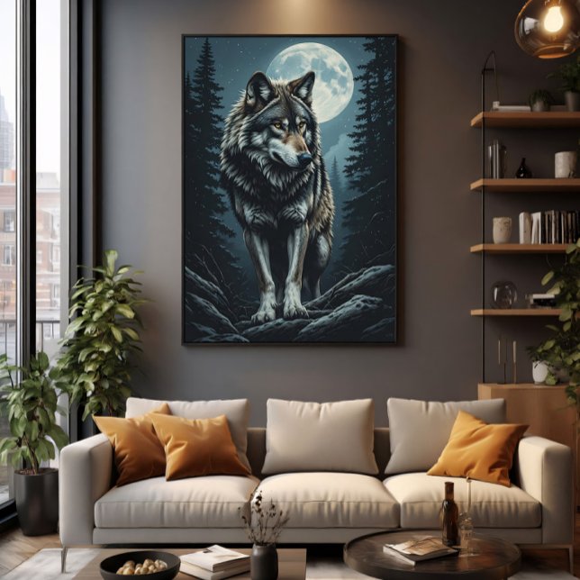 Majestic Wolf Under Full Moon Poster (Creator Uploaded)