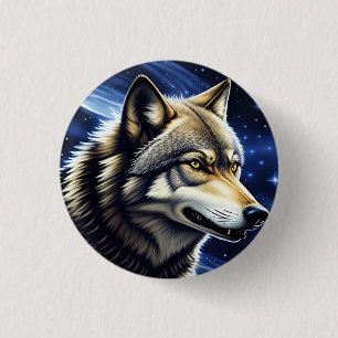 Majestic Wolf Under Starry Sky 3 Cm Round Badge
