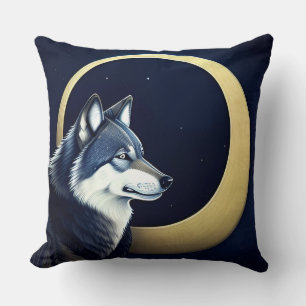 Majestic Wolf Under Starry Sky Cushion