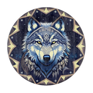 Majestic Wolf Under Starry Sky Cutting Board