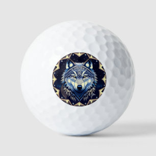 Majestic Wolf Under Starry Sky Golf Balls