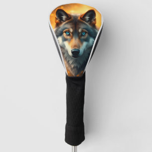 Majestic Wolf with Striking Blue Eyes Golf Head Cover