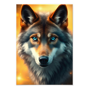 Majestic Wolf with Striking Blue Eyes Photo Print