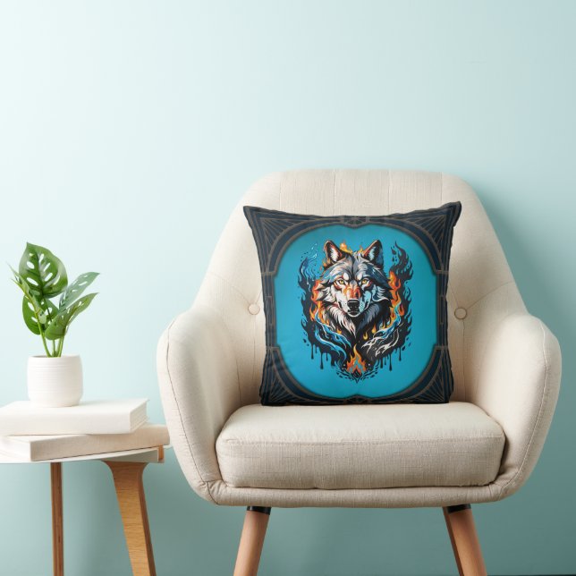 Majestic wolf's head  cushion (Chair)
