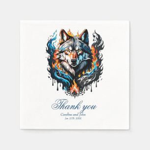 Majestic wolf's head napkin