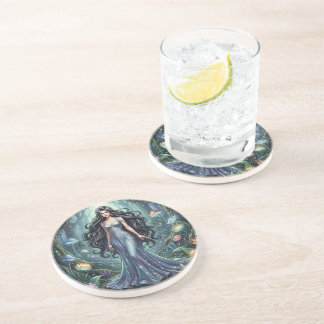 Majestic woman with silver dress coaster