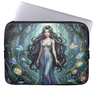 Majestic woman with silver dress laptop sleeve