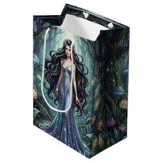 Majestic woman with silver dress medium gift bag