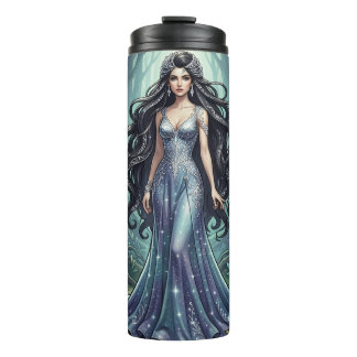 Majestic woman with silver dress thermal tumbler