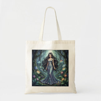 Majestic woman with silver dress tote bag