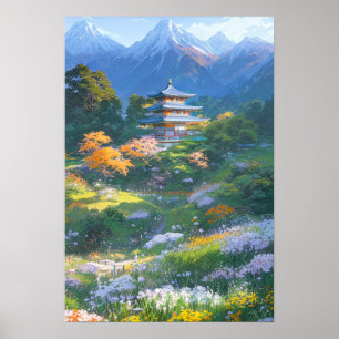 Majestic Wooden Japanese Pagoda Poster