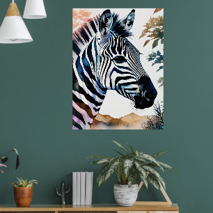 Majestic Zebra in Watercolor Poster