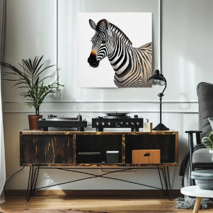 Majestic Zebra Portrait Realistic Wildlife Art Poster