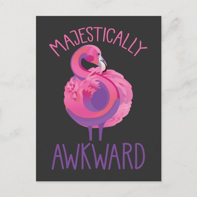 Majestically Awkward Flamingo Introvert Clumsy Postcard (Front)