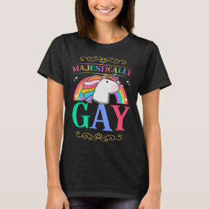 Majestically Gay LGBTQ Pride Flag Unicorn Magic Qu T-Shirt