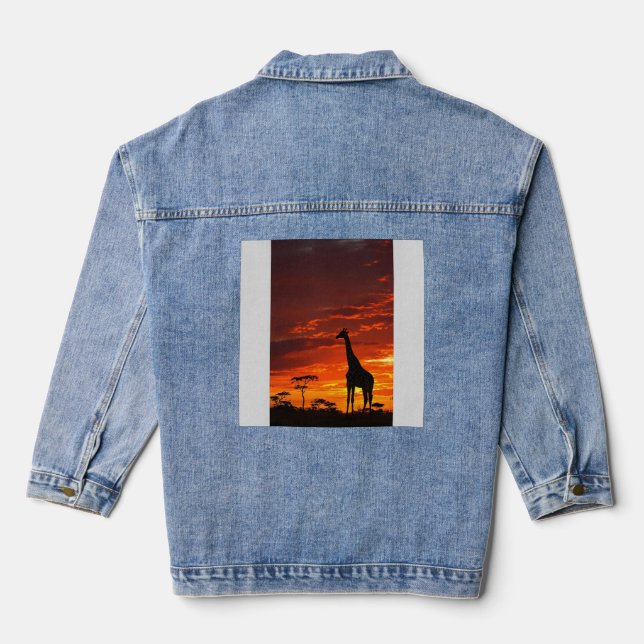 Majesty in Focus — The Eternal Giraffe Denim Jacket (Back)