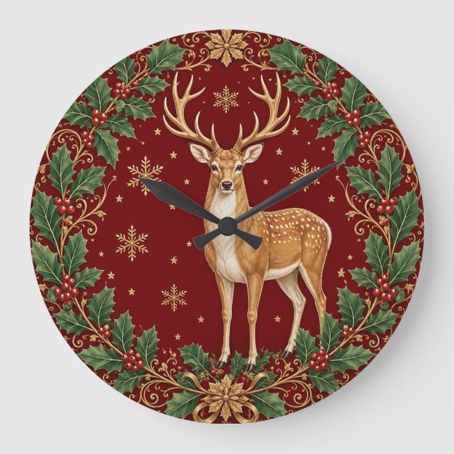 Majesty of the Crimson Winter Large Clock (Front)