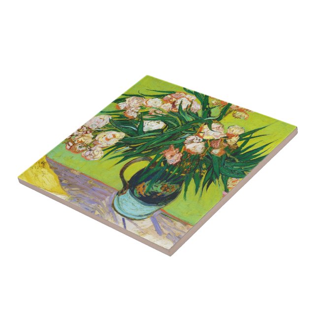 Majolica Jar Branches Oleander Vincent van Gogh Tile (Side)