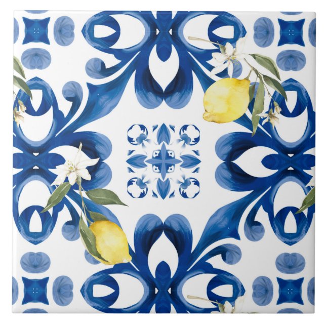 Majolica,lemon,Sicilian tiles,Ceramic Tile (Front)