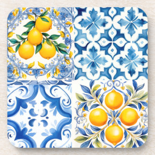 Majolica,lemon ,Sicilian tiles, Coaster