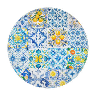 Majolica,lemon ,Sicilian tiles, Cutting Board