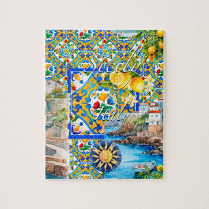 Majolica,lemon ,Sicilian tiles, Jigsaw Puzzle