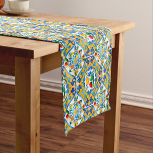 Majolica,lemon ,Sicilian tiles, Short Table Runner