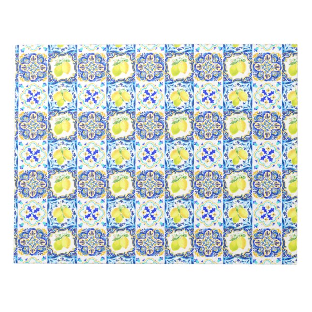 Majolica Mediterranean Lemon Tiles Notepad (Front)