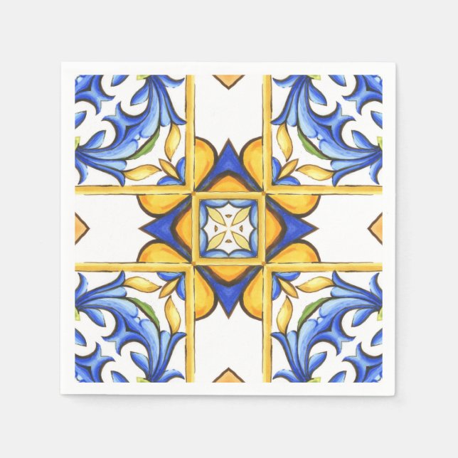 Majolica,Mediterranean tile, Napkin (Front)