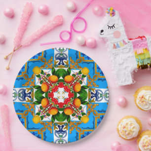 Majolica,Mediterranean tiles, Paper Plate