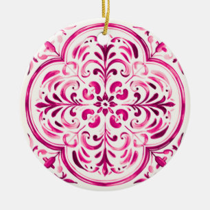 Majolica Rose Ceramic Tree Decoration