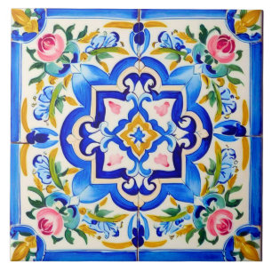 Majolica Roses Pattern Tile