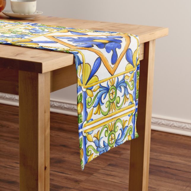 Majolica,Spanish tile ,mediterranean   Short Table Runner (In Situ)