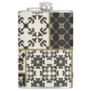 Majolica tile Islamic motifs. Hip Flask