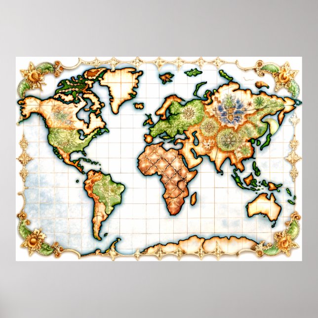 Majolica World Map Poster (Front)