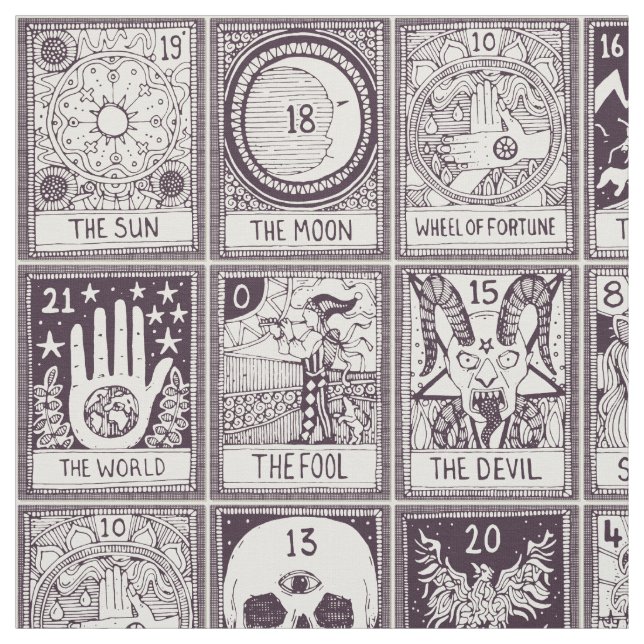 major arcana tarot plum fabric (Swatch)