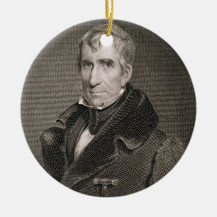 Major General William Henry Harrison, engraved by Ceramic Tree Decoration