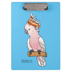 Major mitchell cockatoo bird cartoon illustration clipboard