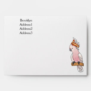 Major mitchell cockatoo bird cartoon illustration envelope