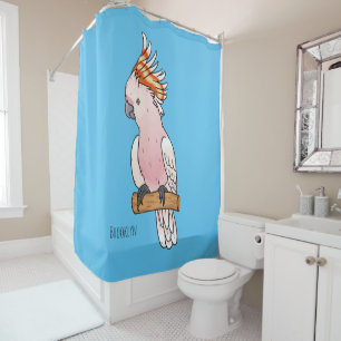 Major mitchell cockatoo bird cartoon illustration  shower curtain