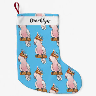 Major mitchell cockatoo bird cartoon illustration  small christmas stocking