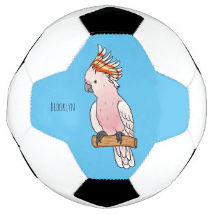 Major mitchell cockatoo bird cartoon illustration soccer ball