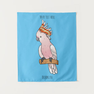 Major mitchell cockatoo bird cartoon illustration tapestry
