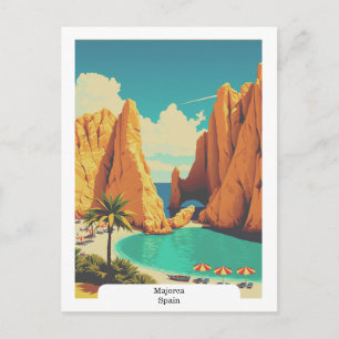 Majorca, Spain Beach Vintage Travel Postcard